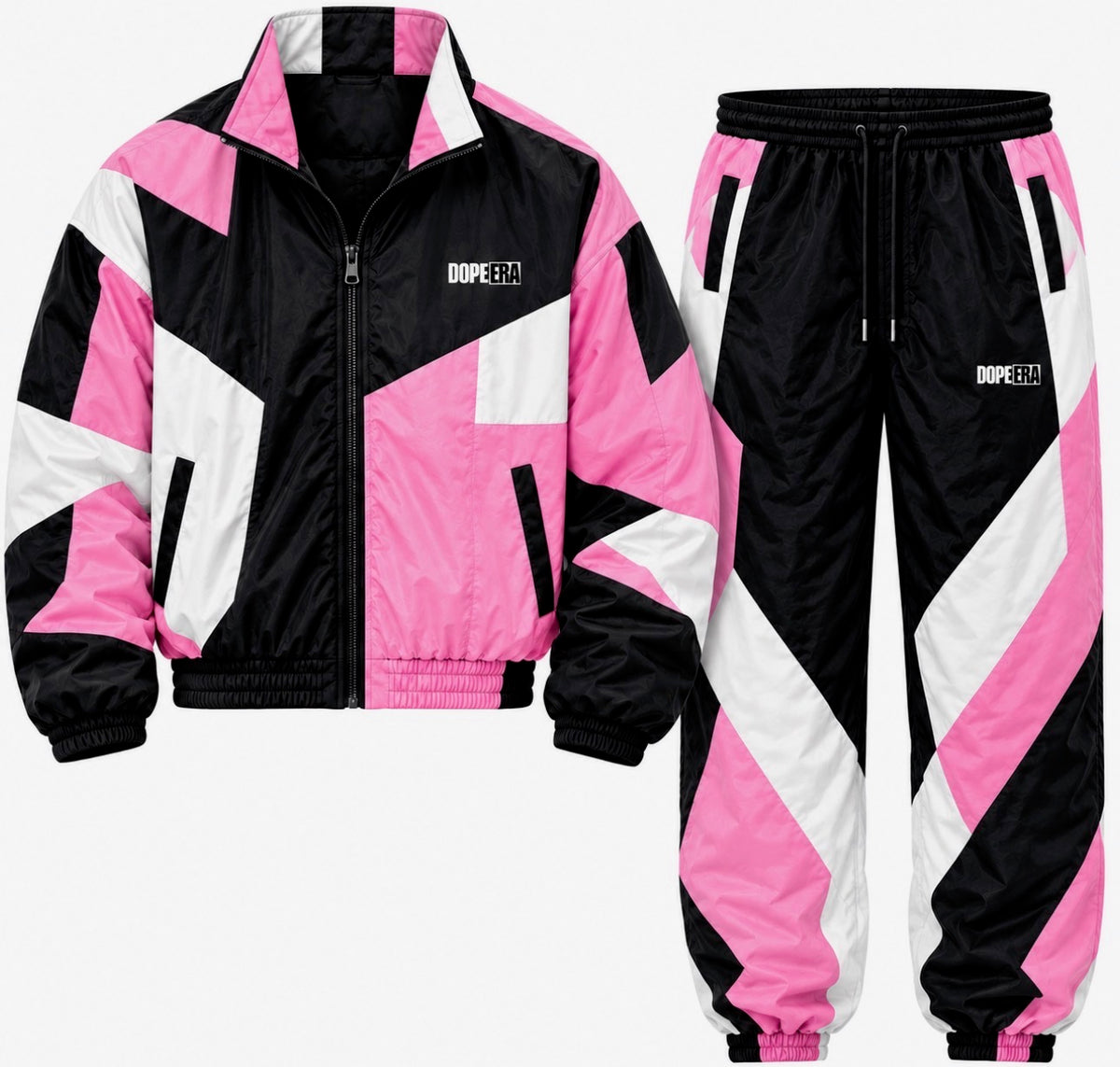 Dope Era Color Block Sweat Suit Pink Black White