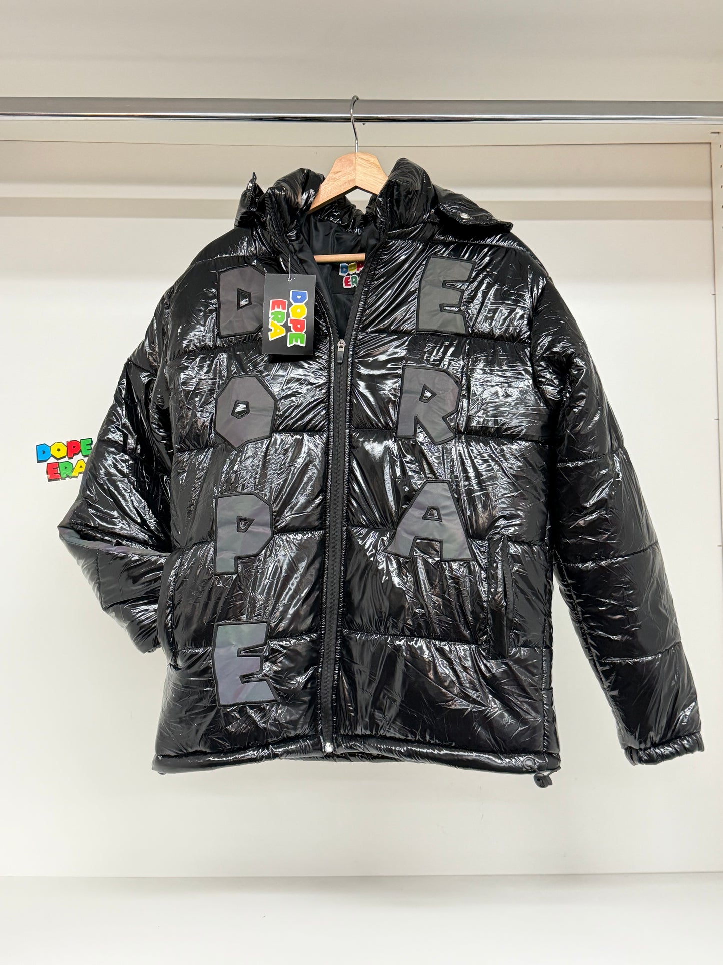 BLACK DOPE ERA REFLECTIVE SHINY PUFF JACKET